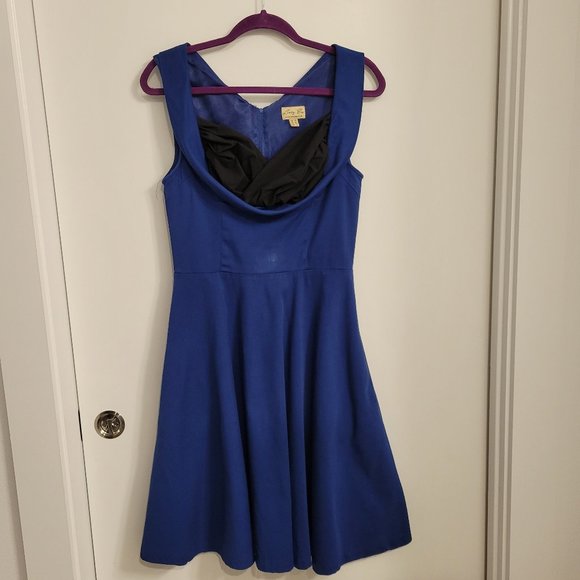 Lindy Bop 1950s Style Navy Blue Swing Dress - Picture 2 of 7